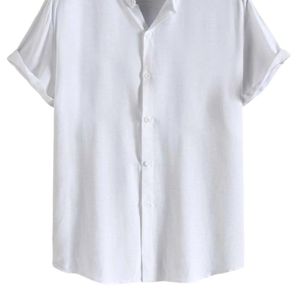 White Men's Collared Shirt Casual - Picture 2 of 6